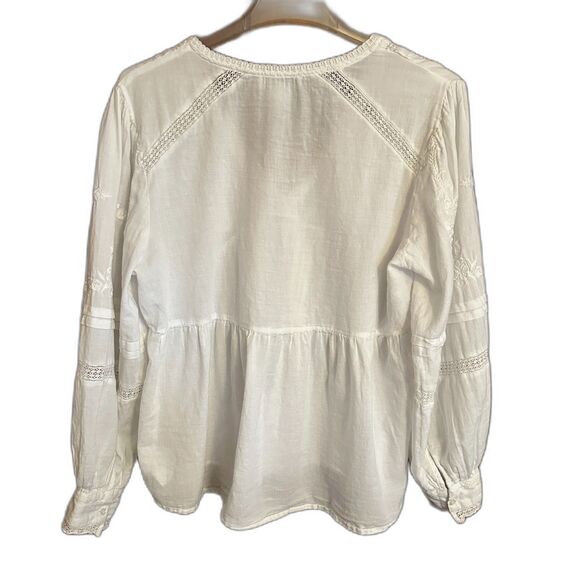 House of Harlow 1960 White V Neck Embroidered Peasant Blouse - Picture 5 of 5